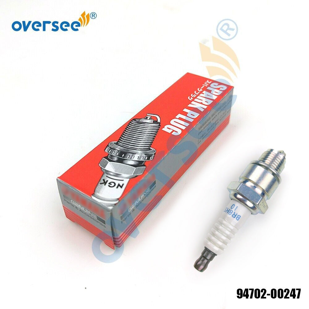 Oversee marine 94702-00247 Spark Plug (BR8HS-10) For Yamaha 2-stroke 20-250HP Outboard Engine