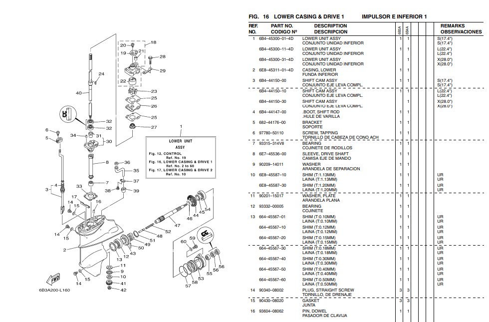 6B4-45300-01-4D (S) Lower Unit Assy Short For Yamaha 2 Storke 9.9 15HP Outboard