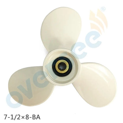 Oversee Marine 6E0-45941-01-EL Aluminium Propeller 3X7 1/2X8 Replacement For Yamaha 4HP 5HP 2 Stroke Outboard Engine Top Real