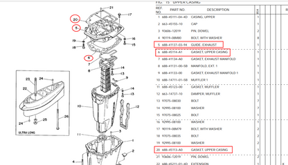 688-41137-03-94 Guide Exhaust For Yamaha 75HP 80HP 85HP 90HP Outboard Engine